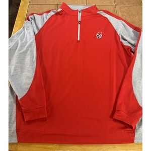 FootJoy Pullover Mens Sz XXL Red Gray Golf Performance 1/4 Zip Jacket Stretch